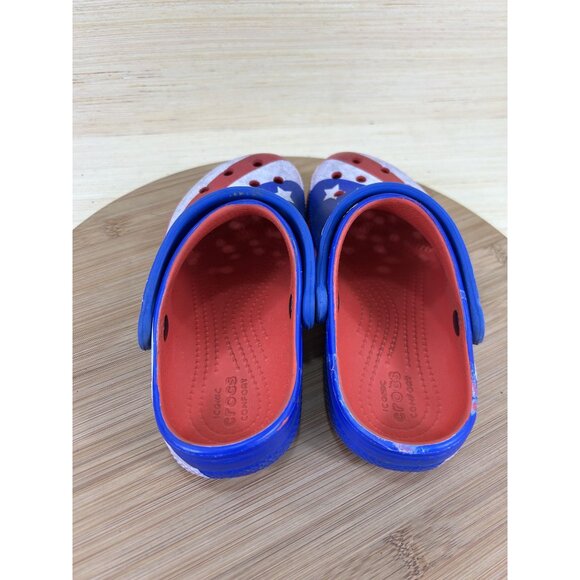Crocs Classic American Flag Red White Blue Comfort Clogs Childrens Size 13 - Picture 5 of 8